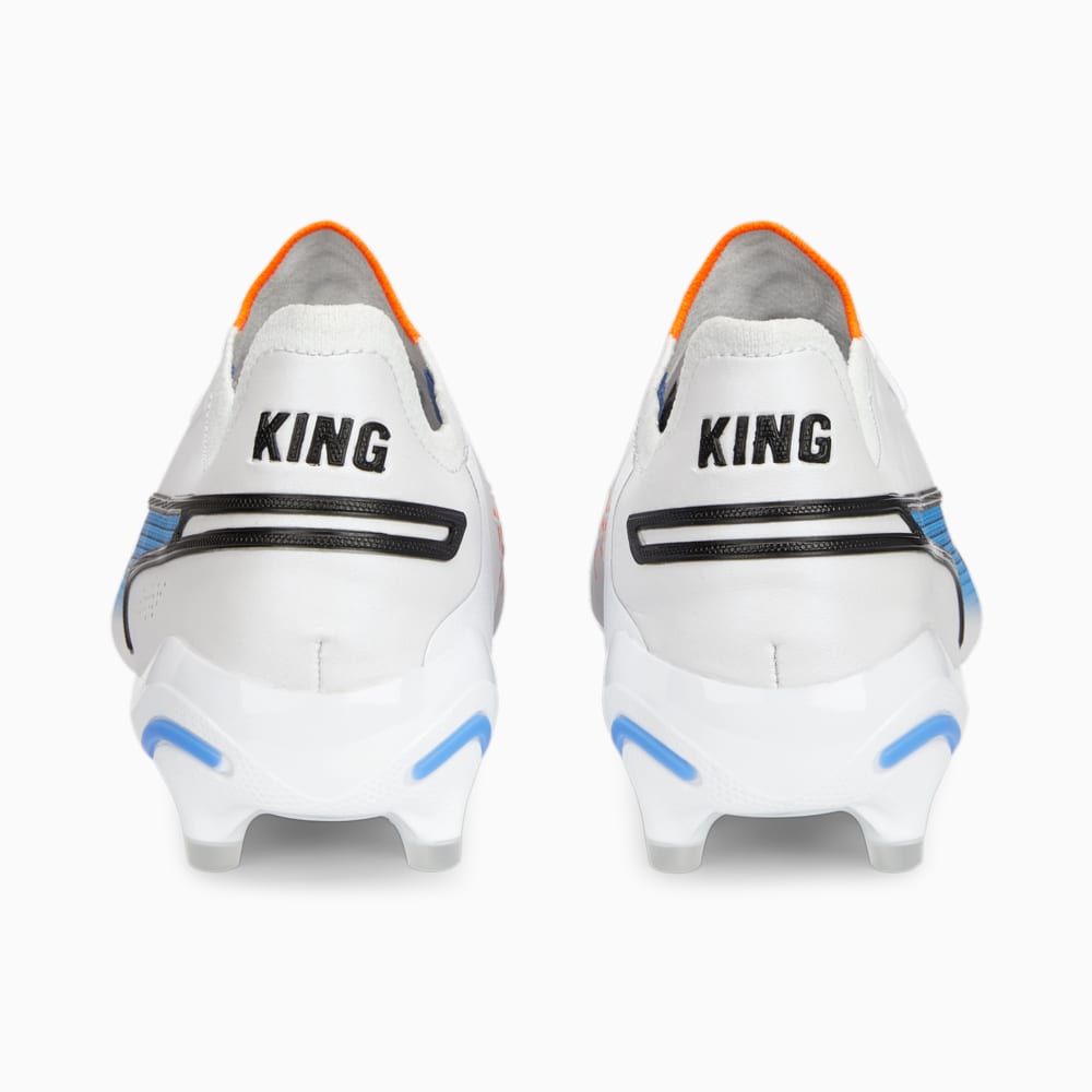 Chuteira Campo Puma King Ultimate Branca & Azul