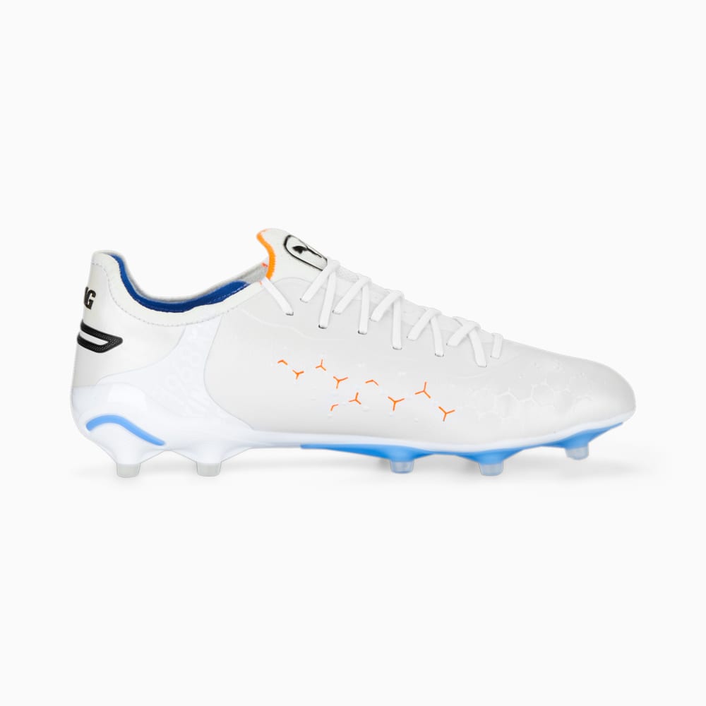 Chuteira Campo Puma King Ultimate Branca & Azul
