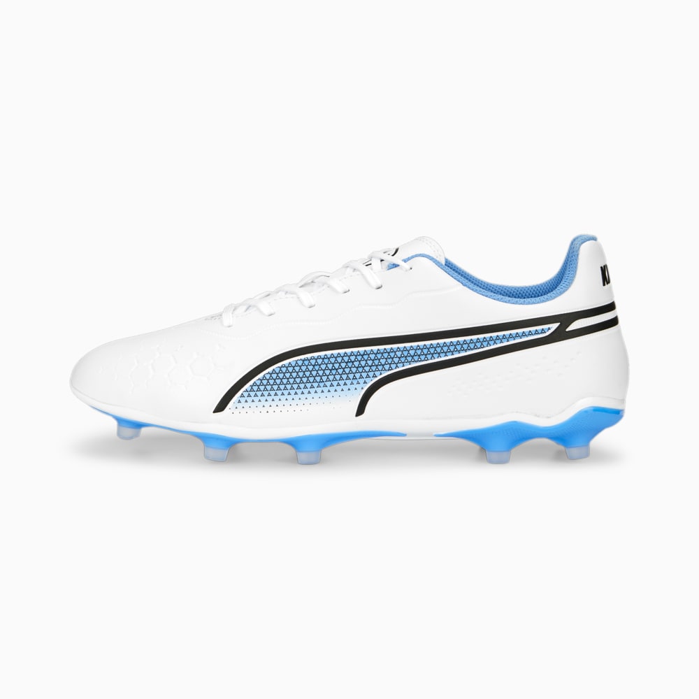 Chuteira Campo Puma King Match Branca & Azul