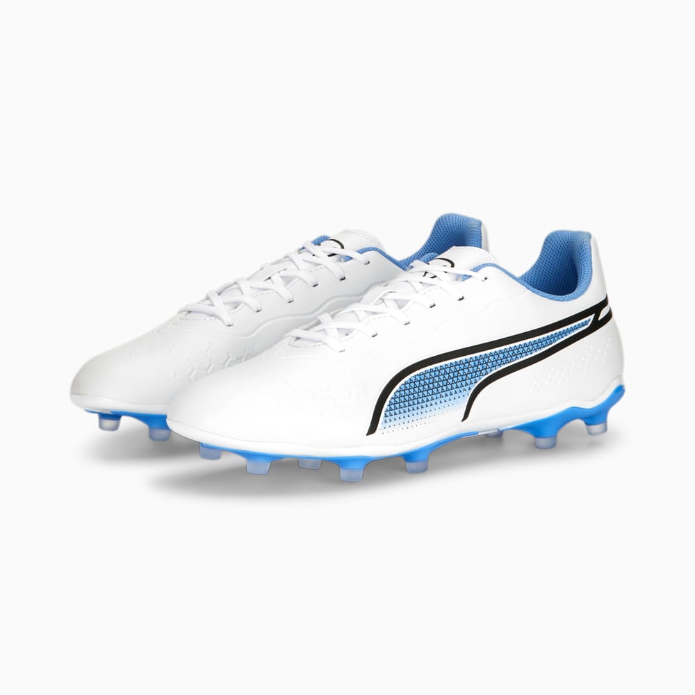 Chuteira Campo Puma King Match Branca & Azul