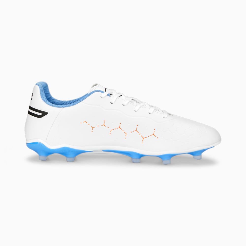 Chuteira Campo Puma King Match Branca & Azul