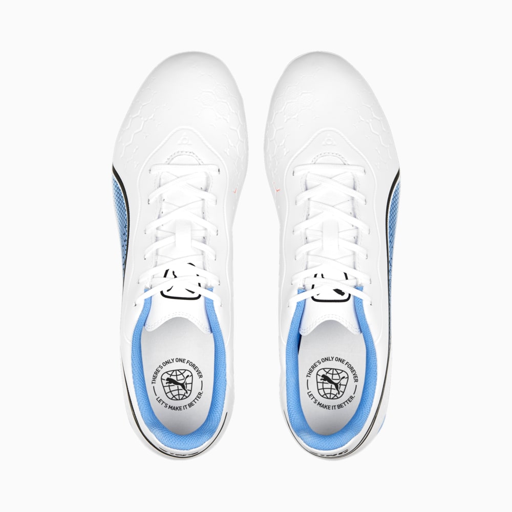 Chuteira Campo Puma King Match Branca & Azul